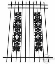 6ft Tall Classic Style Wrought Iron Fence in Traditional Grade with Stacked Oak Add-On Decorations