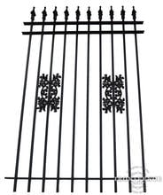 6 Foot Tall Classic Style Signature Grade Wrought Iron Fence with Oak Add-on Decorations