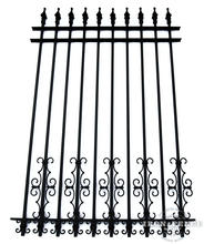 6 Foot Tall Classic Style Signature Grade Wrought Iron Fence with Guardian and Butterfly Add-on Decorations Acting as a Puppy Picket Dog Barrier