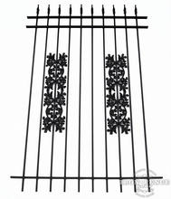 6ft Tall Classic Style Wrought Iron Fence in Traditional Grade with Stacked Oak Add-On Decorations