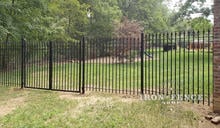 6ft Tall Signature Grade Iron Fence Stepped to an 8ft Double Gate
