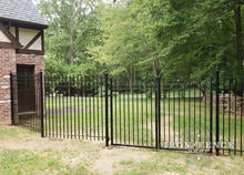 6ft Tall Classic Style Iron Fence Stepped to an 8ft Wide Double Gate