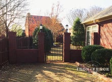 Wrought Iron Fence (3ft Tall) and Gate (6x4 Arch) with Brick Knee Wall and Columns 