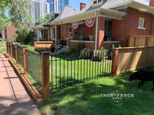 4ft Tall Stronghold Iron Classic Fence Panels used with Stained Wood Posts