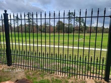 5ft Tall Wrought Iron Fence with Puppy Pickets at Bottom