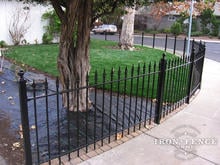 3ft Tall Traditional Grade Iron Fence Curved Along a Sidewalk Using Angle Brackets (Style #1: Classic)