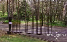 Custom 26ft wide iron driveway gate with GTO opener and solar panel (Style #1 - Classic) 