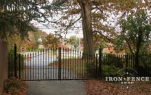 Custom 4ft arching to 5ft center height iron driveway gate (Style #1 - Classic)