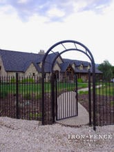 Custom 6ft tall arbor built to complement our Signature Grade 6ft tall iron fence (Style #1: Classic)