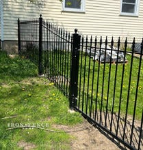 Racking Iron Fence in 4ft Classic Style Following a Hill