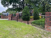 3ft Tall Stronghold Iron Hoop and Picket Style Fence with Brick Columns