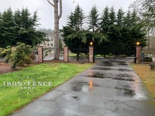6ft Classic Iron Fence Attached to Columns to Complement Existing Gate