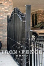 Side Profile of Arched Wrought Iron Driveway Gate (12ft Wide x 5ft to 6ft Tall)