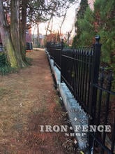 Iron Fence Installed on a Wall Top and Stair Stepped to Follow Grade (3ft Tall Signature Grade Iron Classic Style)