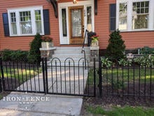 Hoop and Picket Style Iron Gate for a Front Entrance Walkway