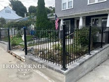 3ft Tall Classic Iron Fence Installed on a Wall Top with Flange Posts
