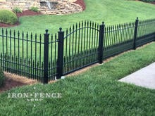 Custom Built Stronghold Iron Fence and Iron Arched Gate with Puppy Pickets