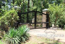 12ft Wide Ranch Style Driveway Gate Mounted Behind Existing Columns