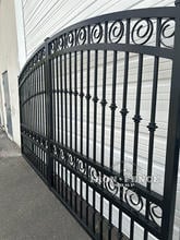 Regal Style Iron Driveway Gate with Q-scrolls and Picket Accents