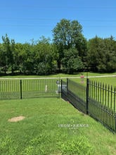 4ft Iron Puppy Picket Fence Step Installed Down a Hill