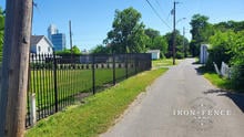 6ft Tall Signature Grade Classic Iron Fence Stepped to Follow Slope