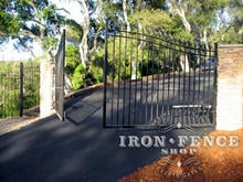 16ft Wide (6' Arching to 7' Tall) Wrought Iron Driveway Gate Opening with GTO Automated System