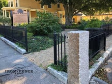 3ft Stronghold Iron Fence in Classic Style Signature Grade with Stone Columns