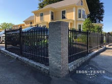 3ft Tall Classic Style Iron Fence in Signature Grade with Stone Columns